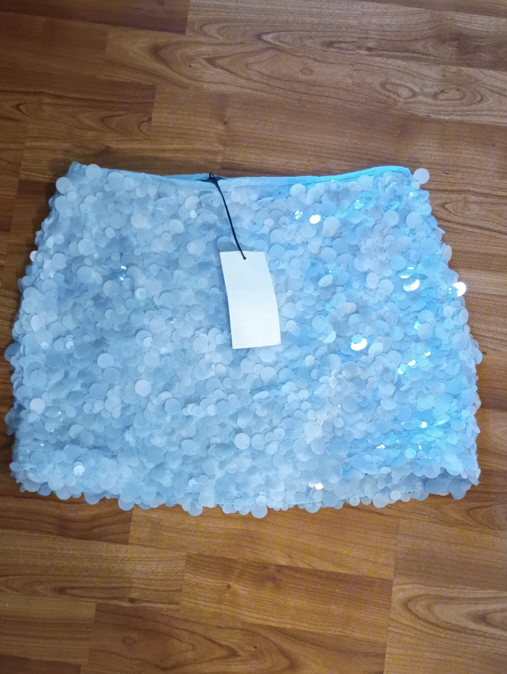 Zara Light Blue Sequined Mini Skirt